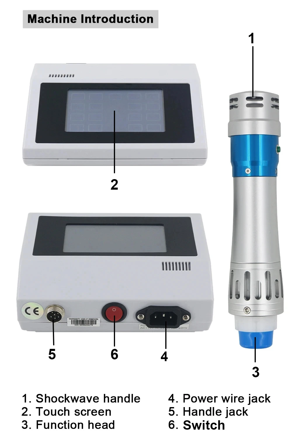 Machine de Thérapie par Ondes de Choc avec 7 Têtes, Énergie Corporel, Traitement ED, Relaxation, Physiothérapie, Nouvel Équipement, 300mj