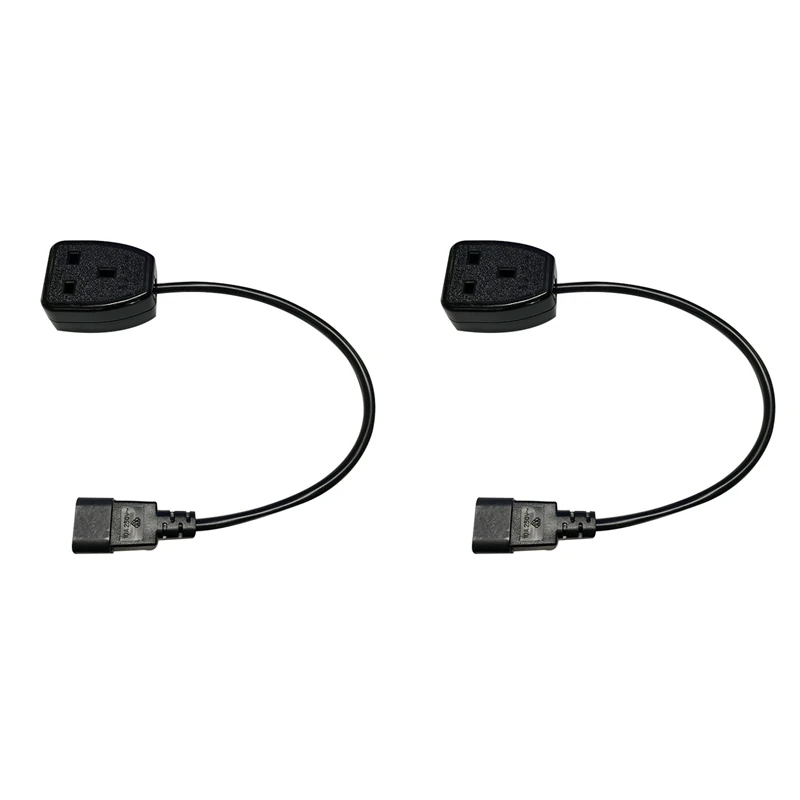 2X IEC320 C14 to UK BS1363A Outlet Socket,IEC C14 Male Plug to UK 3Pin Female Socket Power Adapter Cable (1.8M)