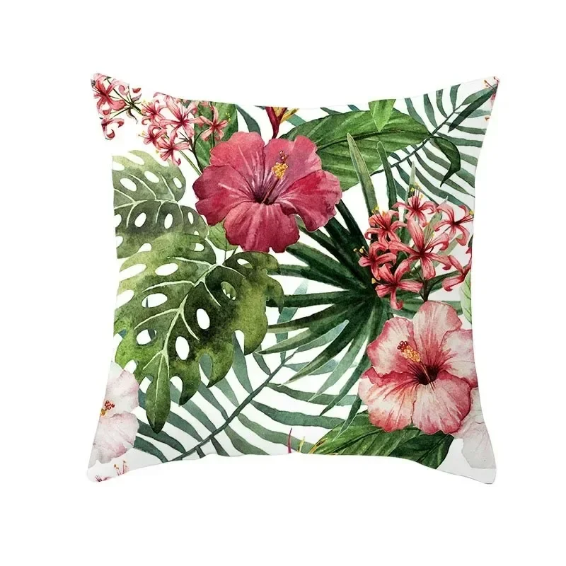 VIKAMA Funda de almohada con hojas verdes de verano, plantas tropicales decor para dormitorio, sala de estar y sofá Pillow Cover