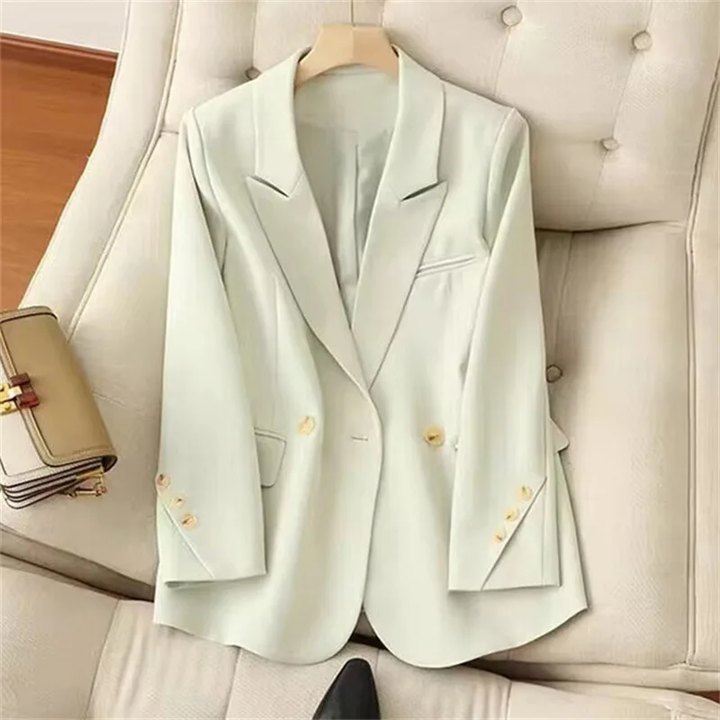 Nieuwe Vrouwen Double Breasted Blazer Office Lady Losse Klassieke Jas Jasje Vrouwelijke Chic Uitloper Outfits Femme Gewaad Blazer Femme