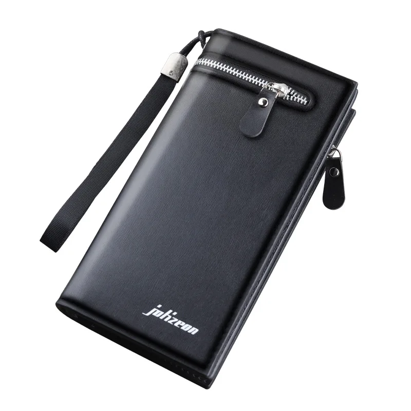 PU Leather Wallet for Men Long Hasp/zipper Black/coffee Card Holder Clutch Bag ID/photo Multifunctional Purse Cellphone Pocket