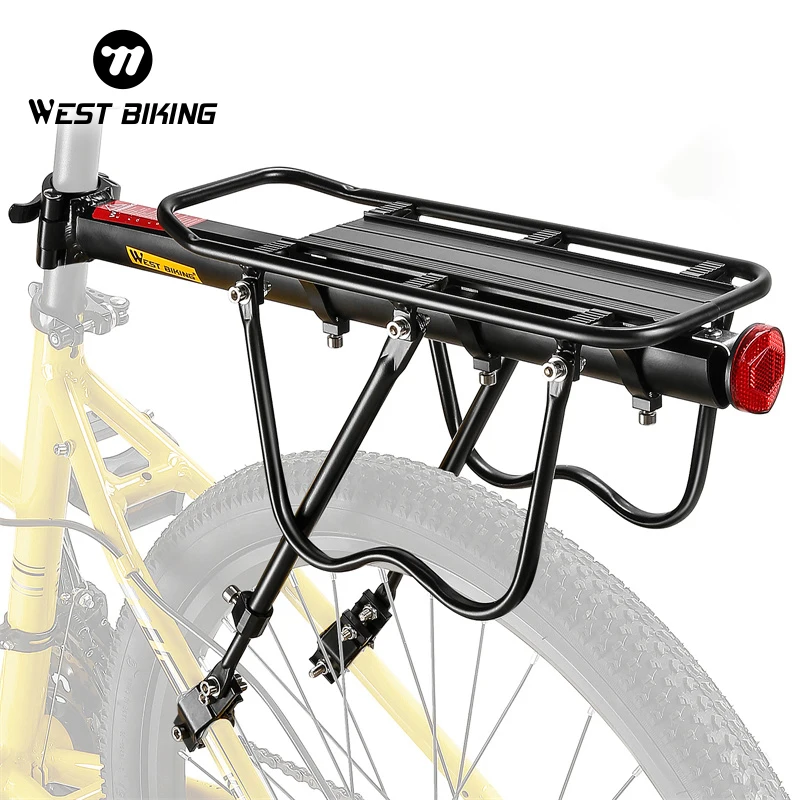 WEST BIKING Universal Adjustable Bike Cargo Rack Bicycle Aluminum Alloy Luggage Carrier Trunk Child Seat Racks with Reflector