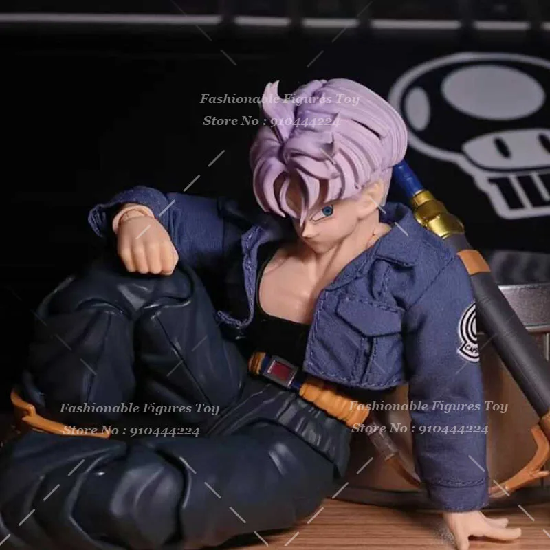 SHF 1/12 Men Soldier Future Trunks Combat Jacket Dragon Ball Blue Training Gi Short Coat Accessory Fit Action Figure Body Dolls