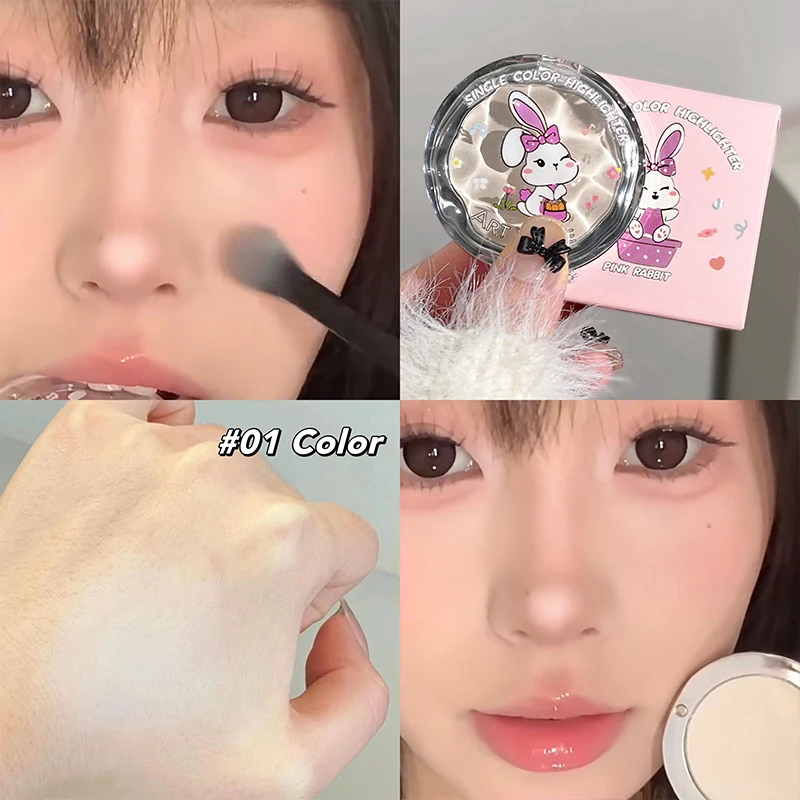 

Pink Bunny Face Highlighter Palette Matte Contour Concealer Brightening Beige Highlights Eye Shadow Lying Silkworm Powder Makeup