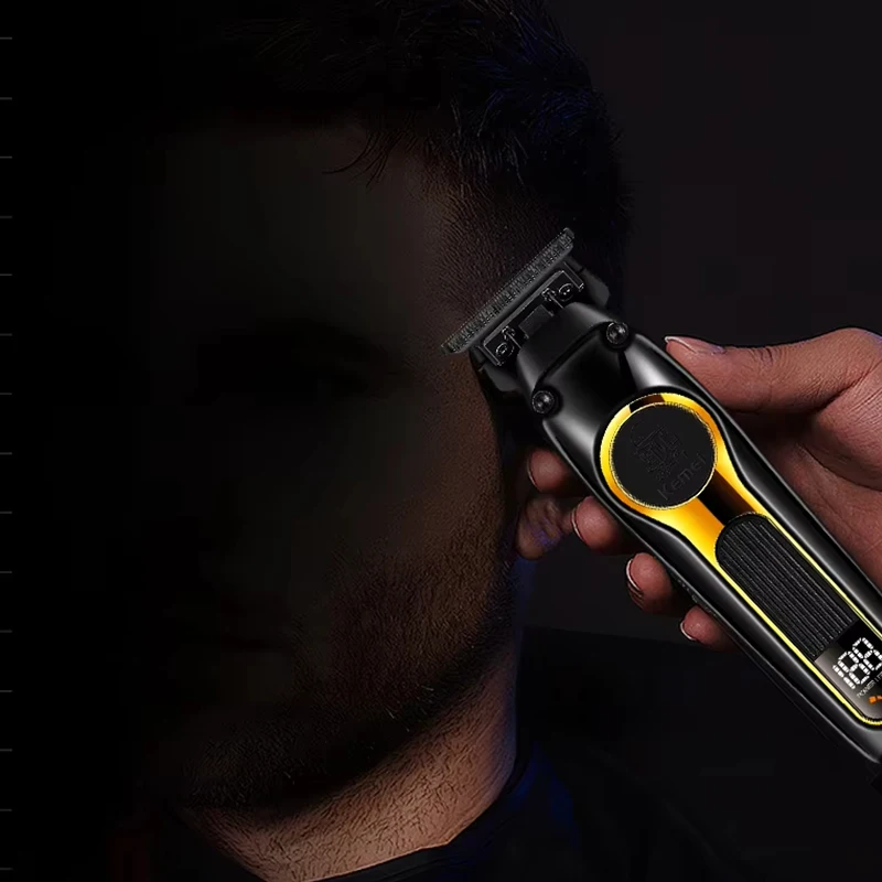 Kemei KM-2351 USB مشابك شعر قابلة للشحن DLC شفرة لاسلكية المهنية الكهربائية الشعر المتقلب الرجال الحلاق