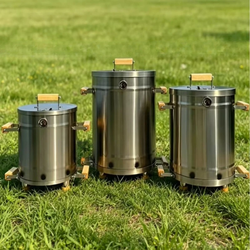 Vertical drum incense burner - Premium rust-proof stainless steel charcoal barbecue grill