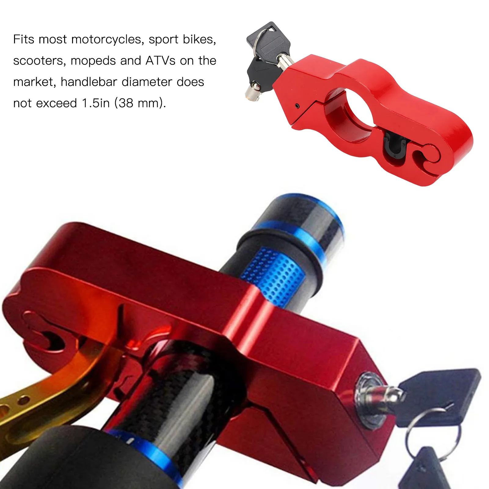 

Motorcycle Handlebar Lock Anti Theft Grip Lock Waterproof Tamper Resistant Antirust for ATV for Dirt Bike for Scooter