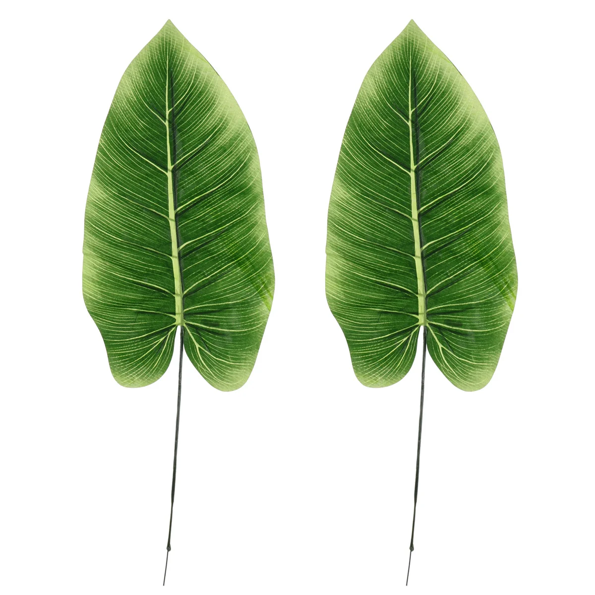 2 uds hojas de imitación tallo de acero Flexible realista verde plástico verde para decoración de habitación fiesta boda fotografía telón de fondo