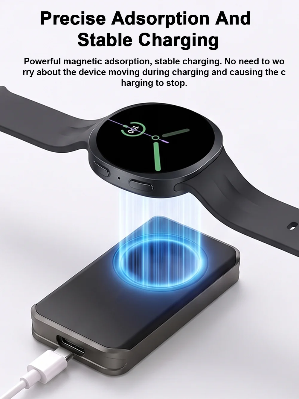 Für Samsung Galaxy Watch 9/8/7/6 Classic 5 Pro 4/3 Active 2 1 Ladegerät USB-C Schnelllade-Dock Typ-C Kabelloses Magnetisches Ladegerät – Detail 5