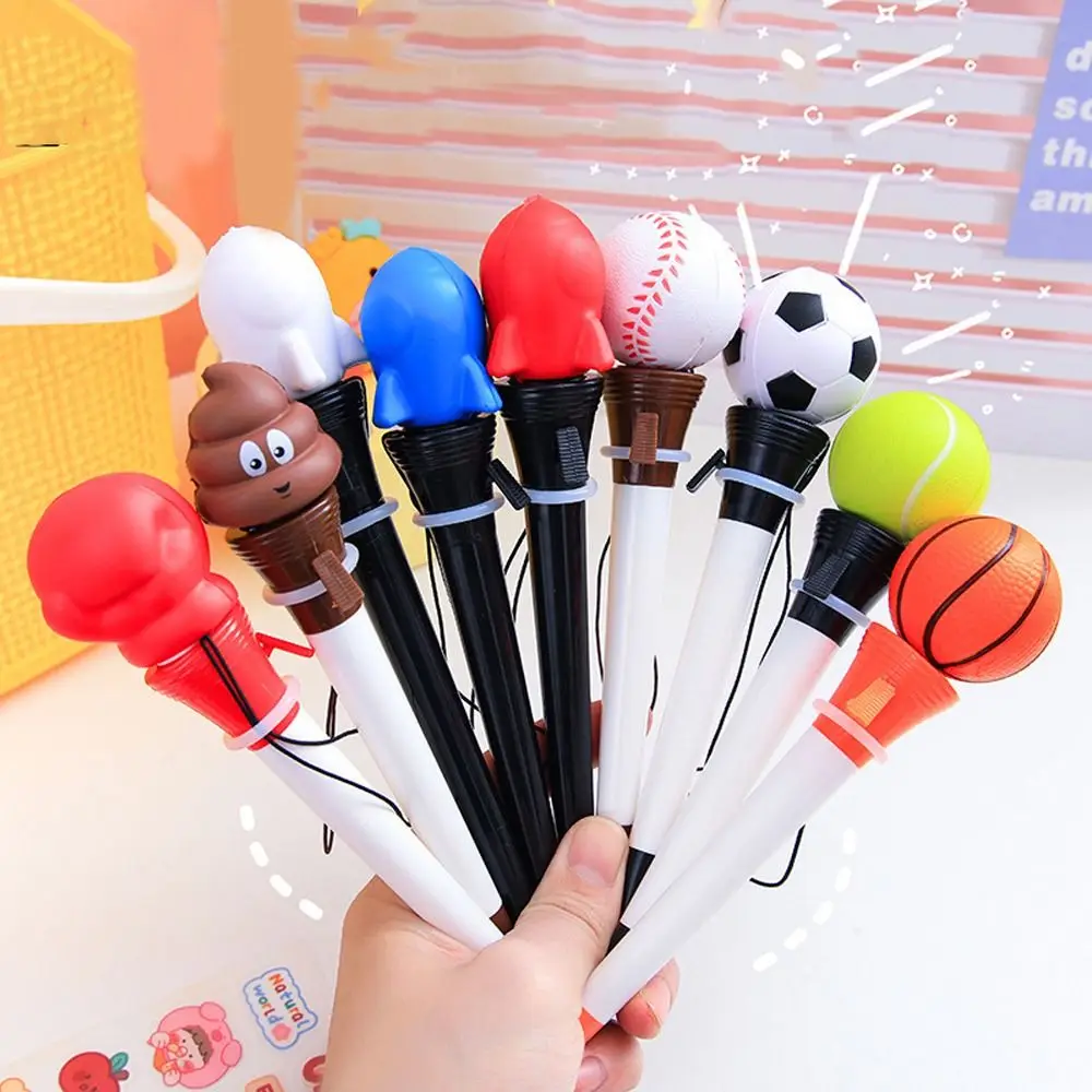 Boxing Glove Soccer Baseball Writing Pen Rocket Funny Gel Pens Bounce Decompression Pen Signing Pens Gaming Ballpoint Pens