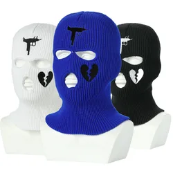 Chapéu unisex windproof knitted balaclava mask, gorros quentes, gorro, bonés esportivos, acessórios de esqui, mulheres e homens, presentes de Halloween, inverno