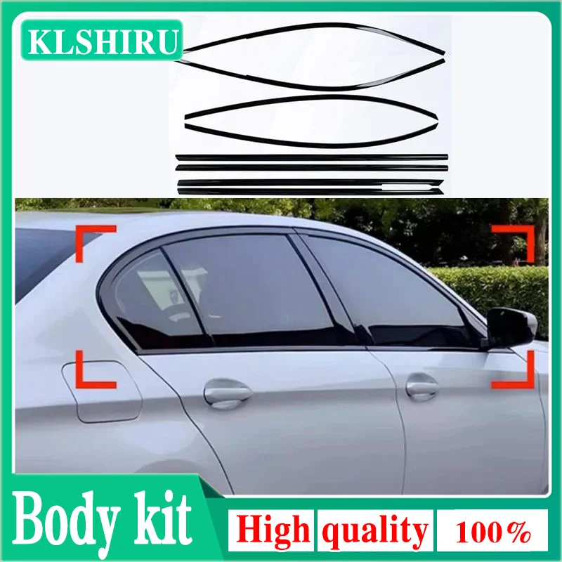 

car styling Black Steel Window Molding Frame Strips Trim Cover For BMW 3 Series E90 F30 G20 2012-2023