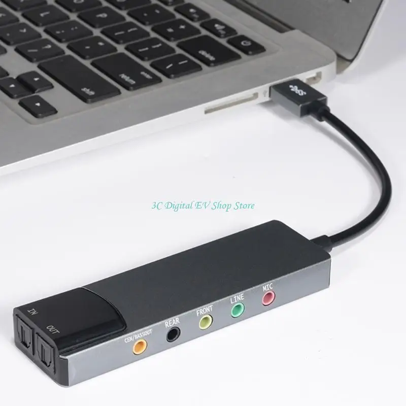 E74D USB External Sound Card Multifunction Sound Adapter with SPDIF Digital Output