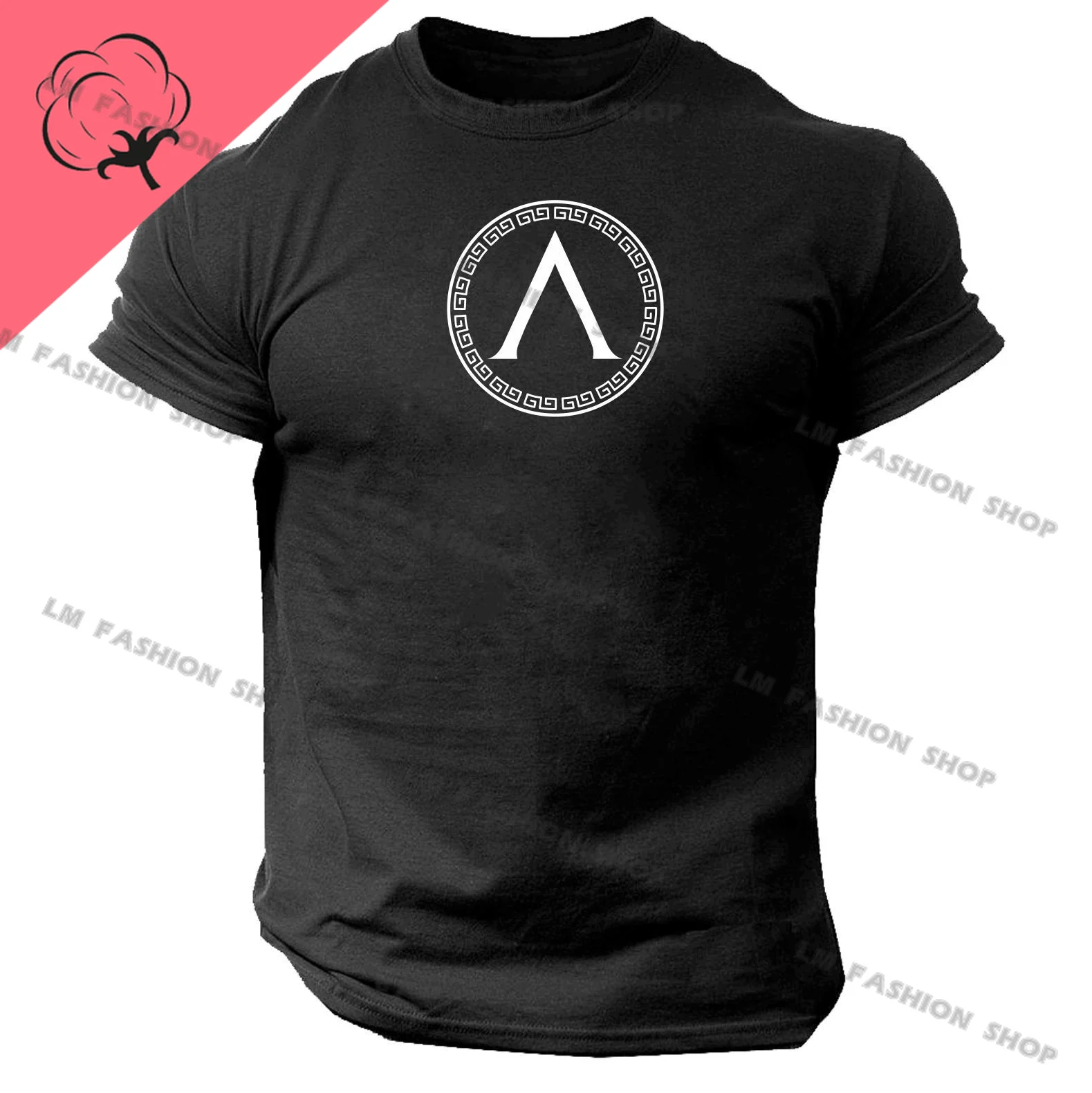 Spartan Shield Graphic TShirts Men's Clothing Short Sleeve Tops Cotton Tees Women's Printed T-Shirt