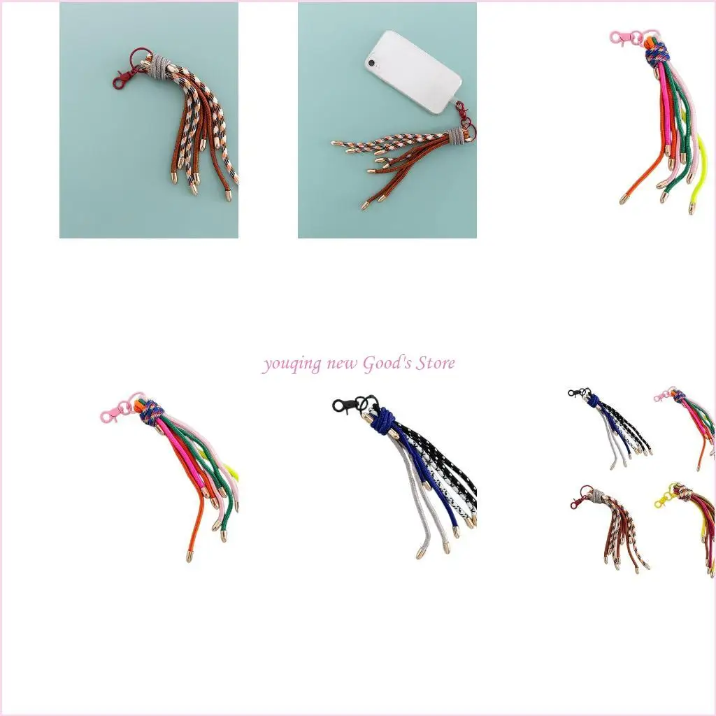 57QA Handmade Holder Functional Accessory Convenient Hand Woven Lanyard Fringe Keyrings Suitable for Various Occasion