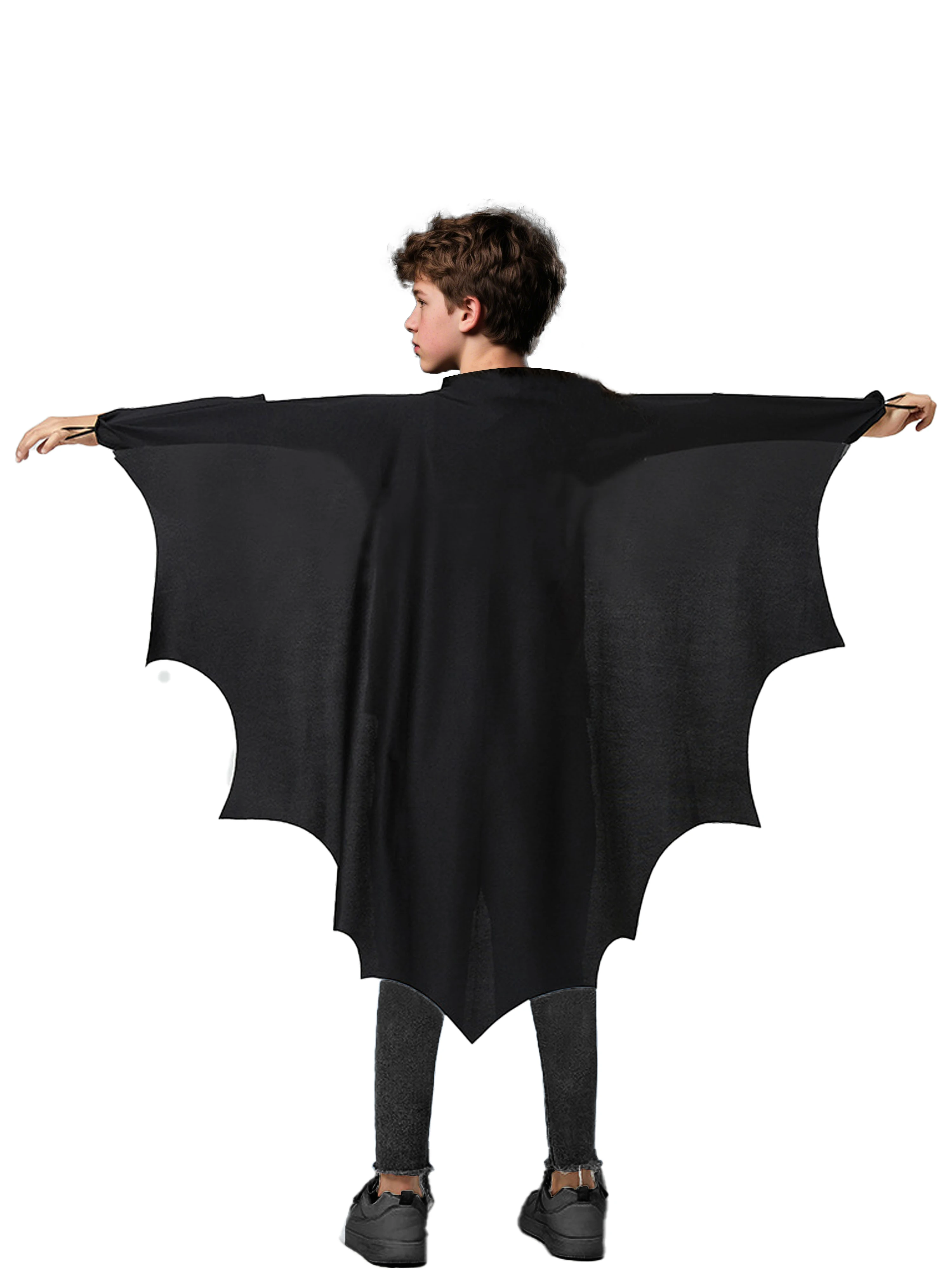 Batwing Cape & Mask Set for Kids - Black Superhero & Vampire Costume Accessories for Halloween, Christmas, Role Play Party