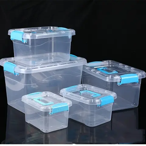 2pcs Large Group Box Plastic Storage Box Transparent Multifunctional Storage Box, suitable for desk, clothing, document storage