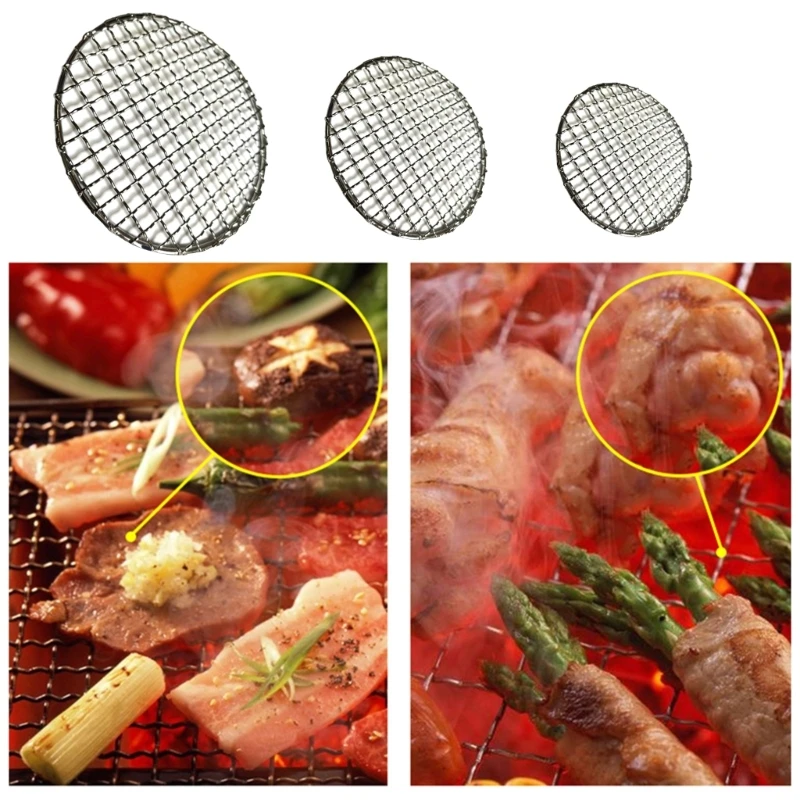 Camping Grill Grate Mesh Pad Multi-sizes Round Grilling Mesh Cooking Outdoor Picnics BBQ Camping Pot Firewood Rack