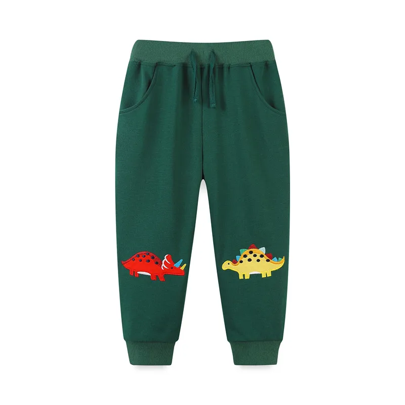 

Jumping Meters 2-7T Girls Sweatpants Applique Children's Clothing Full Length Drawstring Animals Embroidery Baby Trousers