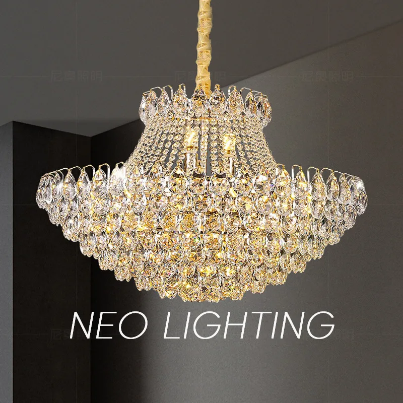 LED Light Source Hanging Ceiling K9 clear Round Crystal Ball Luxury Adjustable Height Chandelier Modern for Living Room Hotel