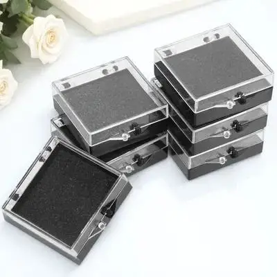 

6pcs Badge Box Display Case With Clear Lid For Brooch Pin Storage Organizer Desktop Jewelry Cabinet Lapel Pin Holder Reusable