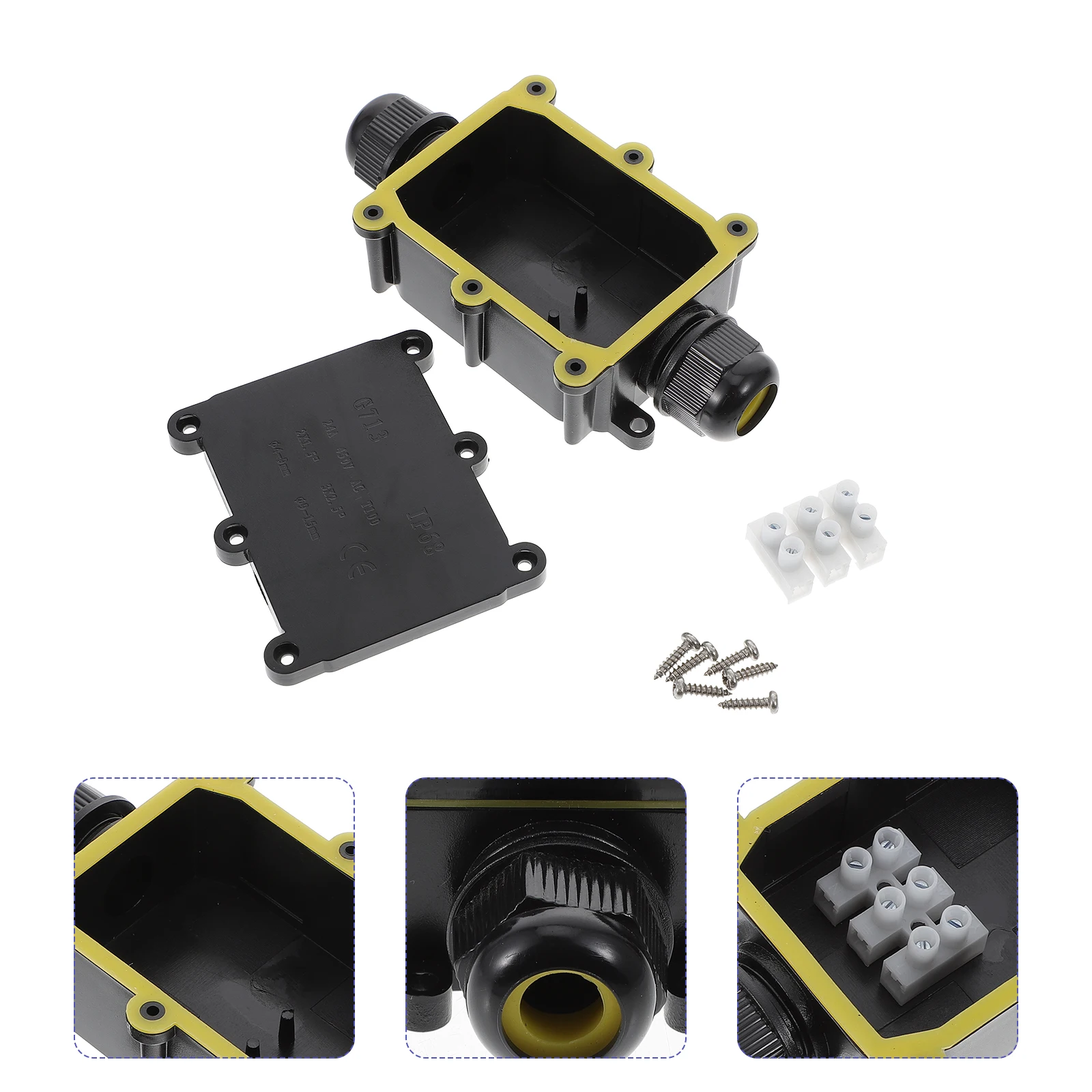 

Waterproof Junction Box ABS Material High Temperature Resistant Corrosion Resistant Cable Protection Three Position Terminal