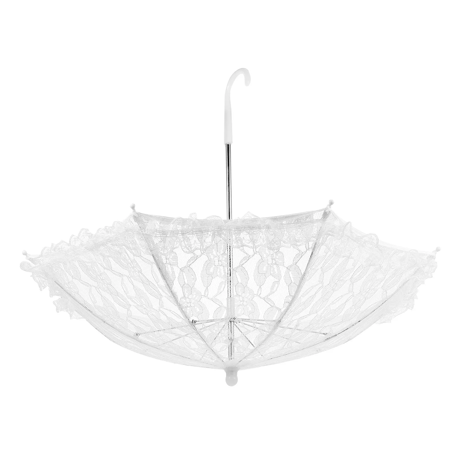 

Exquisite White Lace Umbrella for Wedding Photo Props Elegant Stage Performance Prop Lightweight Decorative Bridal Umbrella