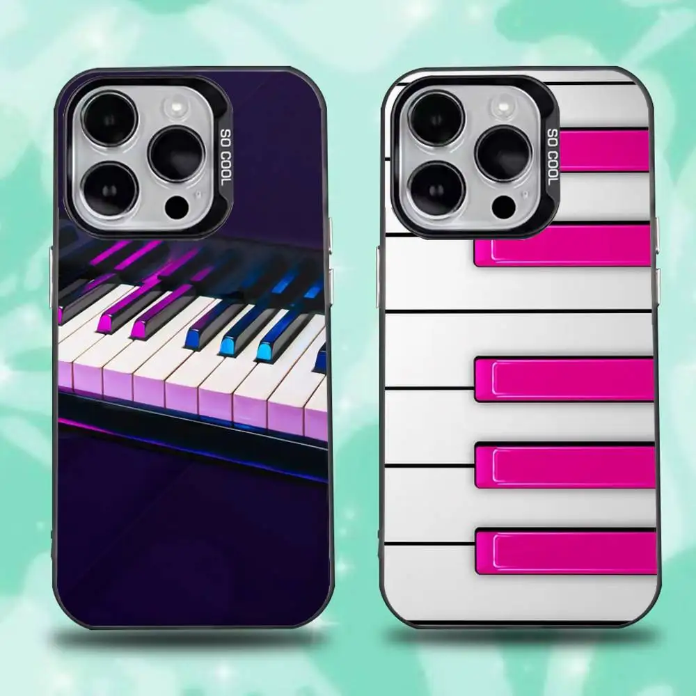 

Music Piano Keyboard Phone Case For iPhone 16,15,14,13,12,11,Mini,Pro,E,SE4,XS,MAX Black Candy Matte Cover