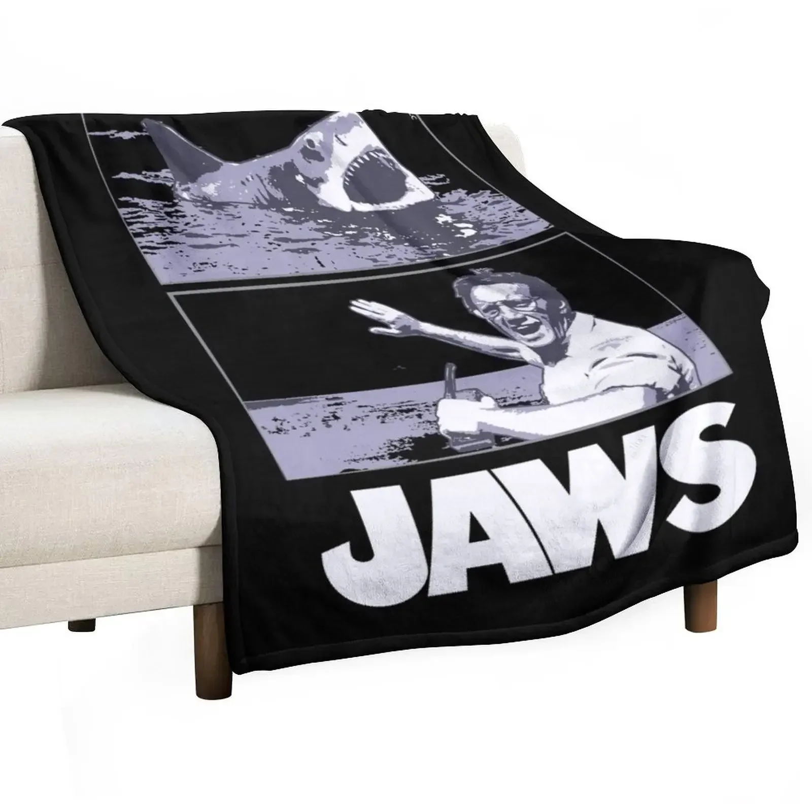 

Jaws 1975 movie fan art Throw Blanket Decorative Sofas Luxury Thicken Luxury Designer Furry Blankets