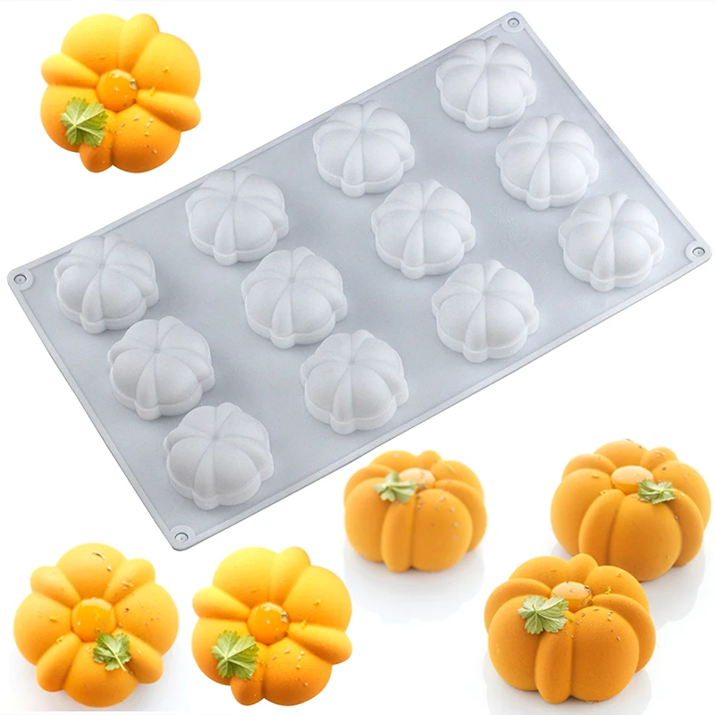 

1 piece golden petal pumpkin silicone cake mold mousse cake mold, twisted rope knot pumpkin cake, chocolate candy mold