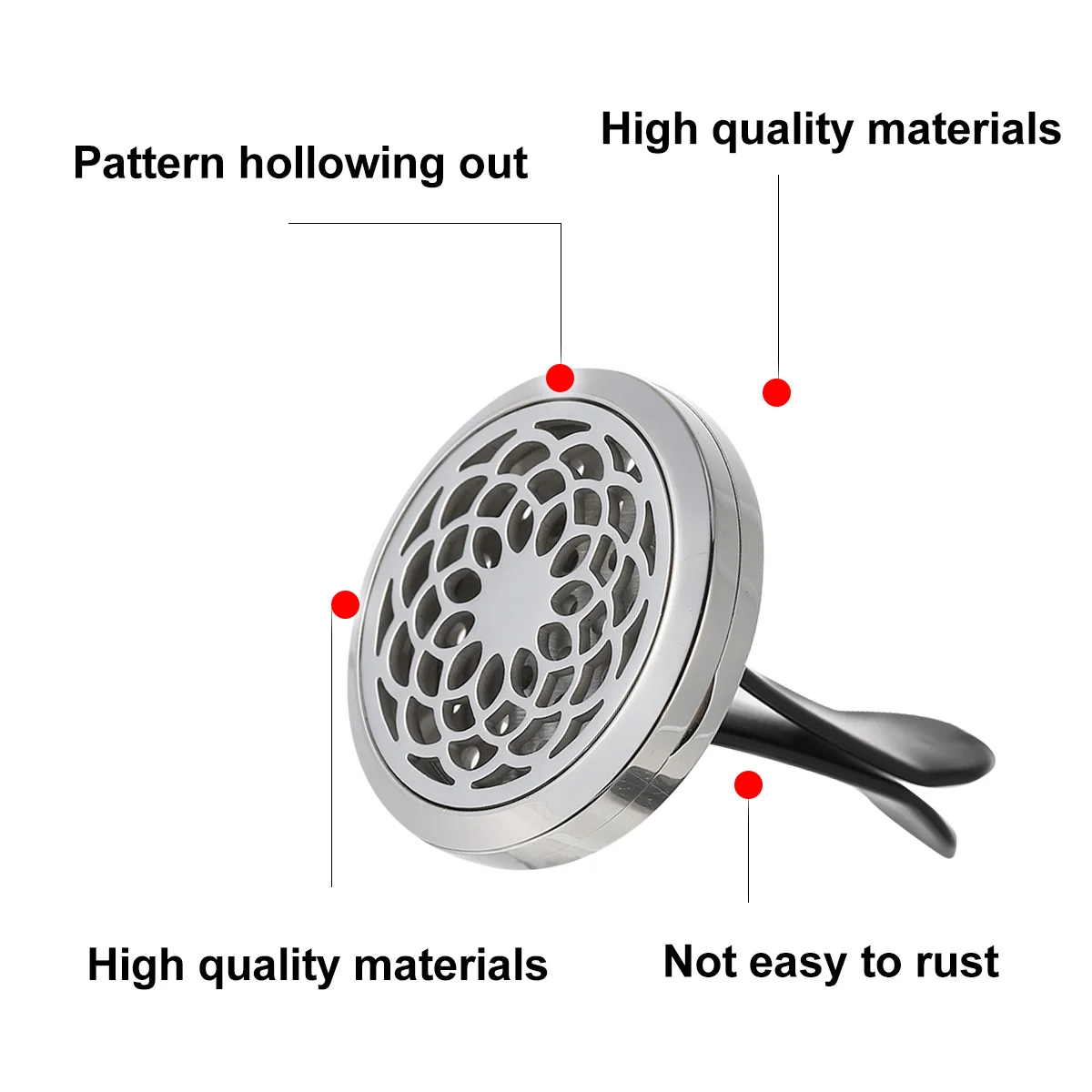 Автомобильный диффузор, зажим для вентиляции, полый дизайн из нержавеющей стали, держатель для ароматерапевтического масла, портативный освежитель воздуха для автомобиля, офиса, ванной комнаты