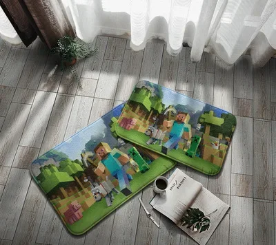 1pcs Minecrafte Creeper Model Living Room Bedroom Bedside Carpet Steve Cow Flannel Decorations Floor Mats Toy for Fans Party