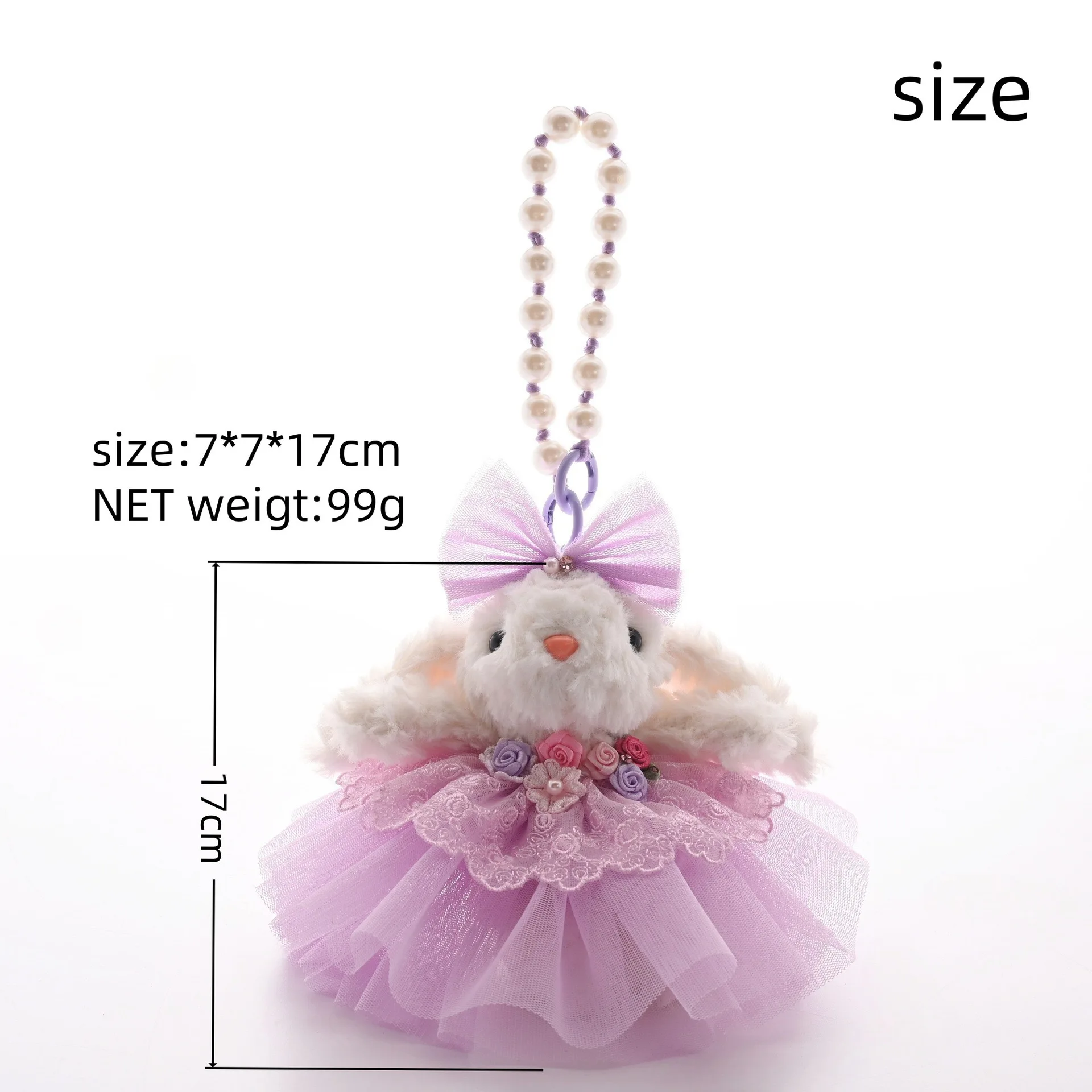 17cm Cute Elegant Princess Rabbit Plush Doll Keychain Dress Bear  Creative Girl Bag Cartoon Animal Pendant