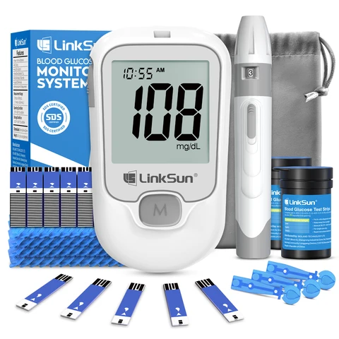 Глюкометр LinkSun G-425-1 с тест-полосками и ланцетами для измерения сахара в крови — фото товара