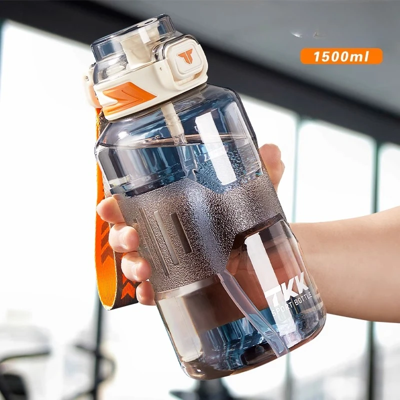 

TKK 50oz Sports Water Bottle Cup Large Capacity Suitable for Adult High Temperature Resistant Straw Plastic Cup Portable Bottle