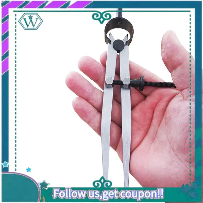 Upgraded 6 Inch Adjustable Lockable Steel Divider Wing Leather Compass