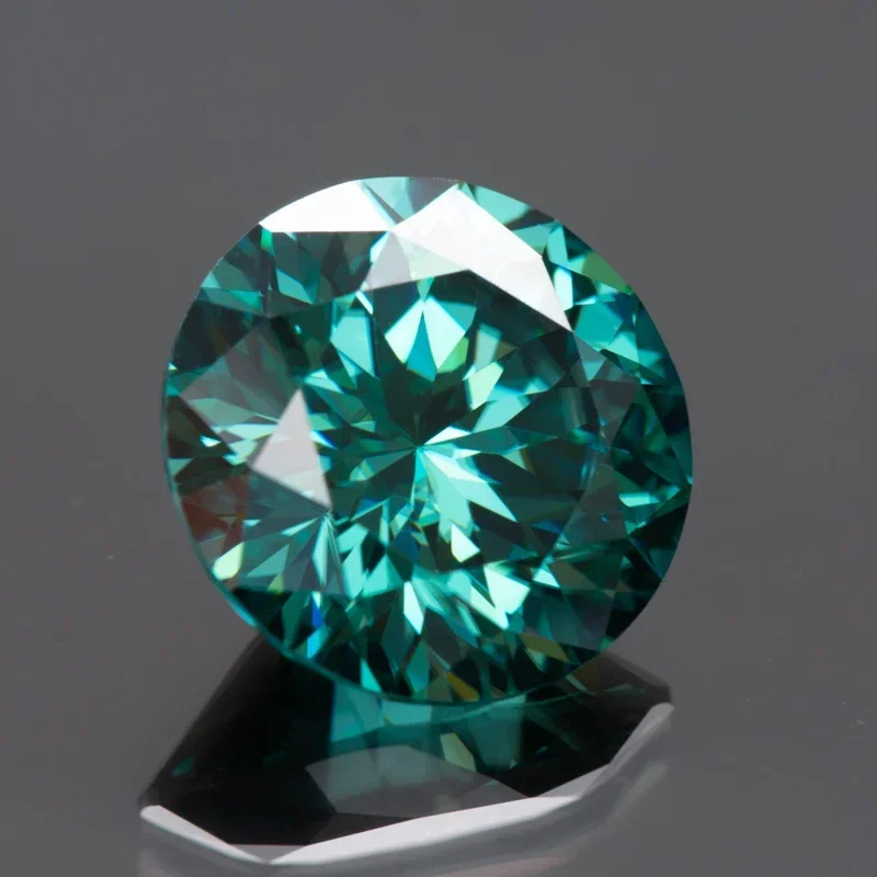 Moissanite Stone Round Shape Plum Blossom Cutting Emerald Green Natural Color Top Jewelry Making Material With GRA Certificate