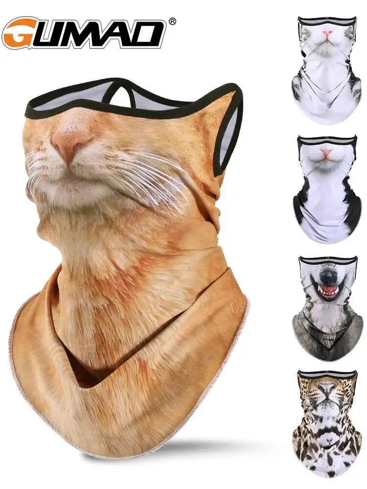 

New Animal Puppy Dog 3D Hangers Sunscreen Face Shield Mask Scarf Half Covered Surface Respirator Funny Kitty Cosplay Halloween