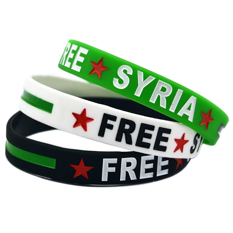 50 Pcs Syria Flag Silicone Wristbands Women Men Gifts Bangle Parade Patriotic Trinkets Bracelets