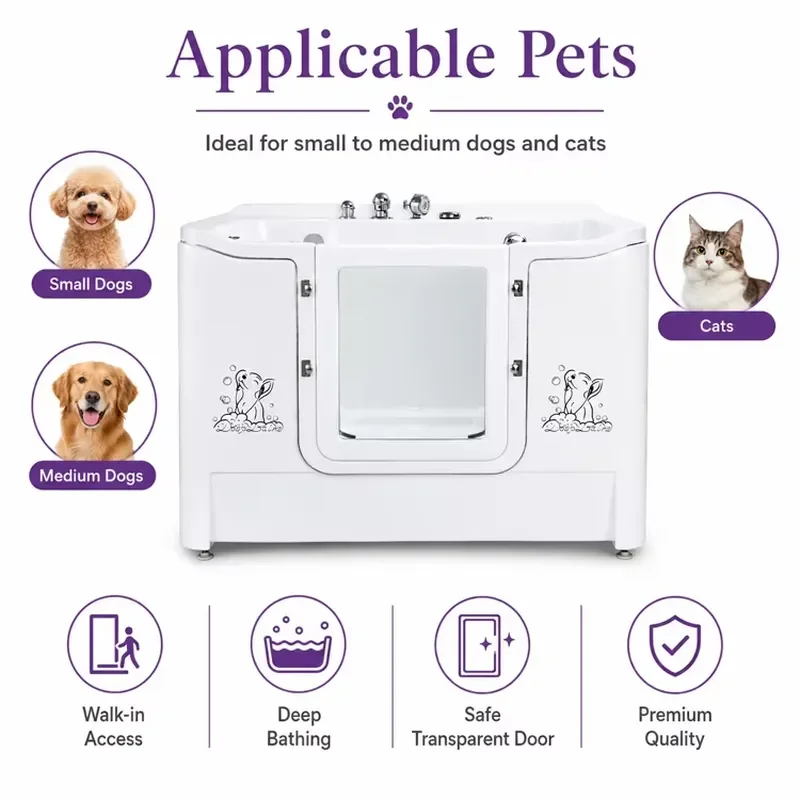 Precise Constant Temperature Warm Winter Compassionate Care Thermostatic Acrylic Dog Grooming Bathtub for Pets
