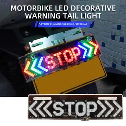 Motorcycle Stop Brake Lamp RGB Led Waterproof Turn Signal Rear Tail Lamp License Plate DRL Running Light STOP Turn Taillight Pan