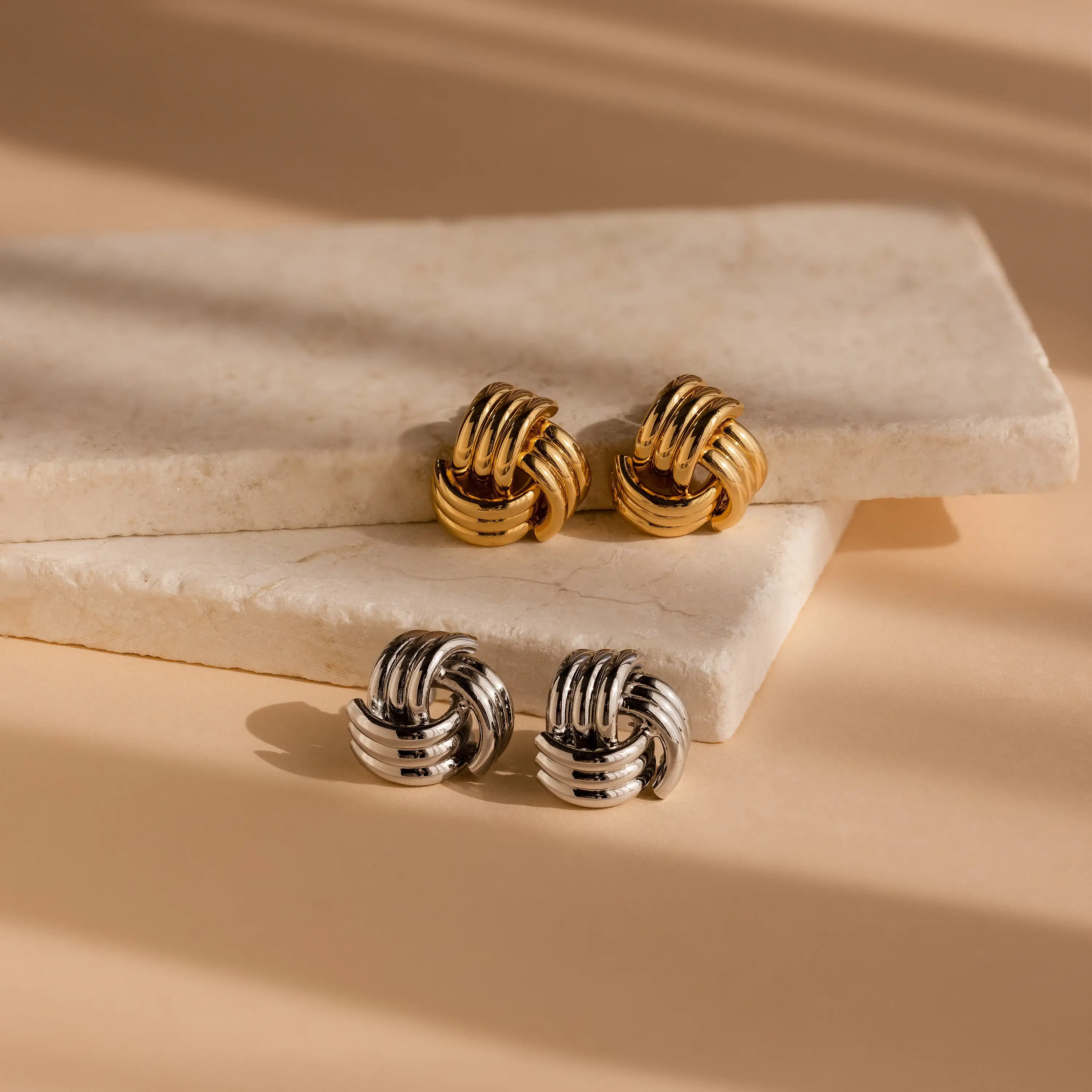 Retro Multi Layer Knot Earrings Stainless Steel Women's Earrings Geometric Retro New Jewelry
