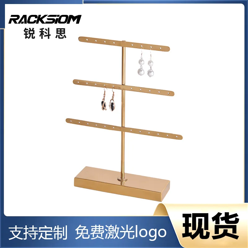 Metal Necklace Storage Jewelry Rack Hanging Ear Clips  Necklace Bracelet Jewelry Display Rack Props Earrings Bracket
