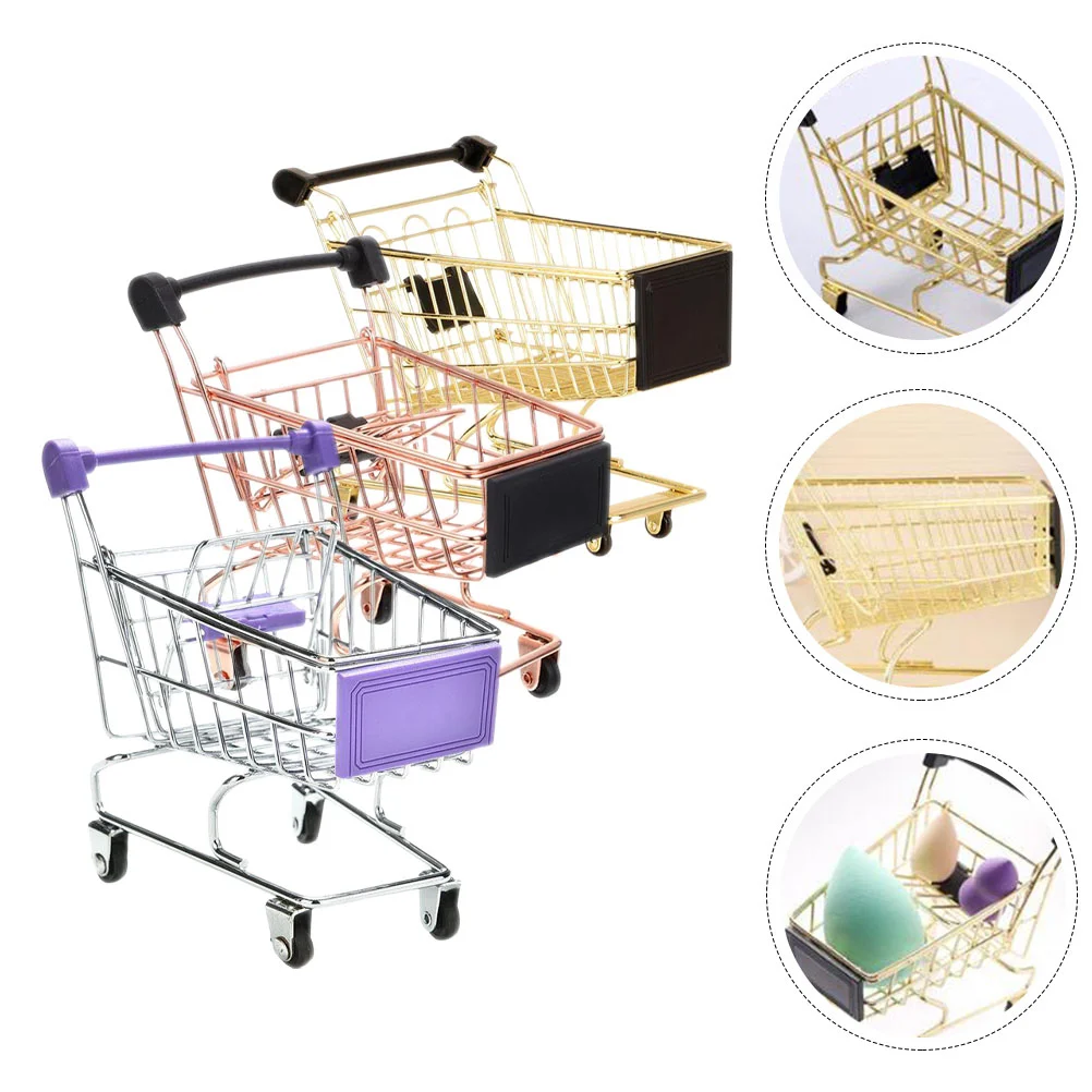 Mini Shopping Cart Kids Makeup Sponge Holder Grocery Toys for Toddlers 1-3 Children’s