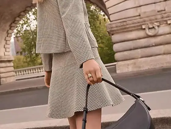 

2026 New High Waist Splicing A-line Grid Fashionable and Versatile Half length Skirt