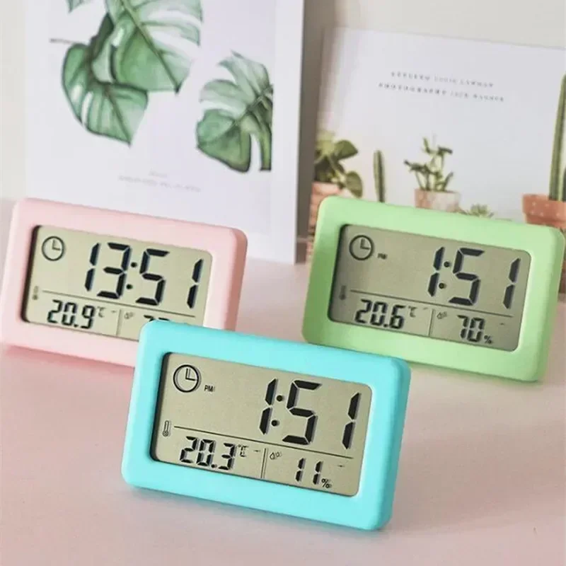 12/24 hour wall clock,thermometer, digital hygrometer,Electronic desktop decorations,mini alarm clock,wall hanging,table stand