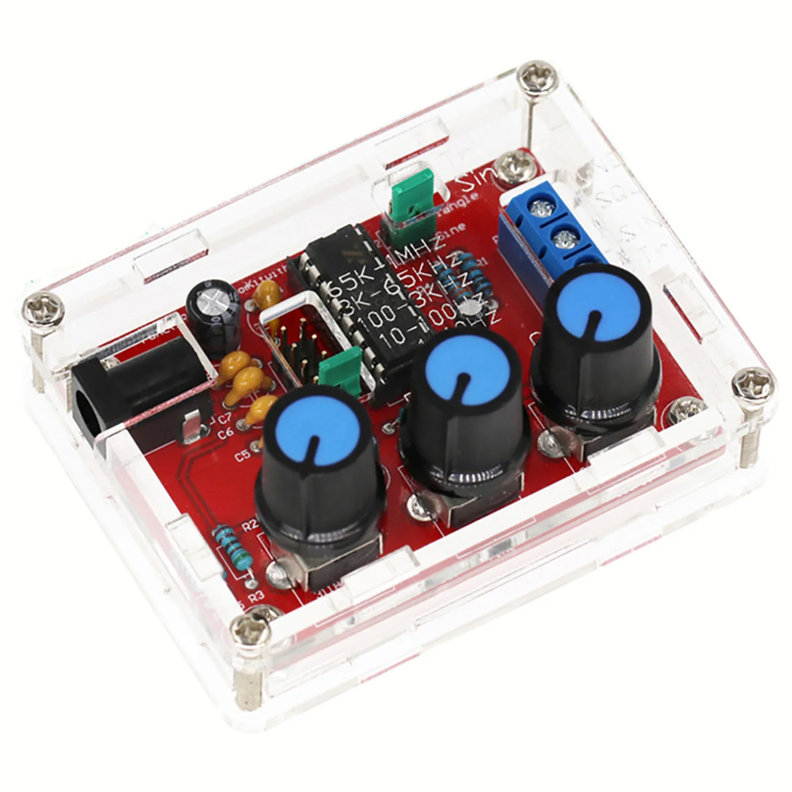 1Hz1MHz signal generator with shell, Sine Triangle Square Wave, adjustable amplitude and frequency, accurate output