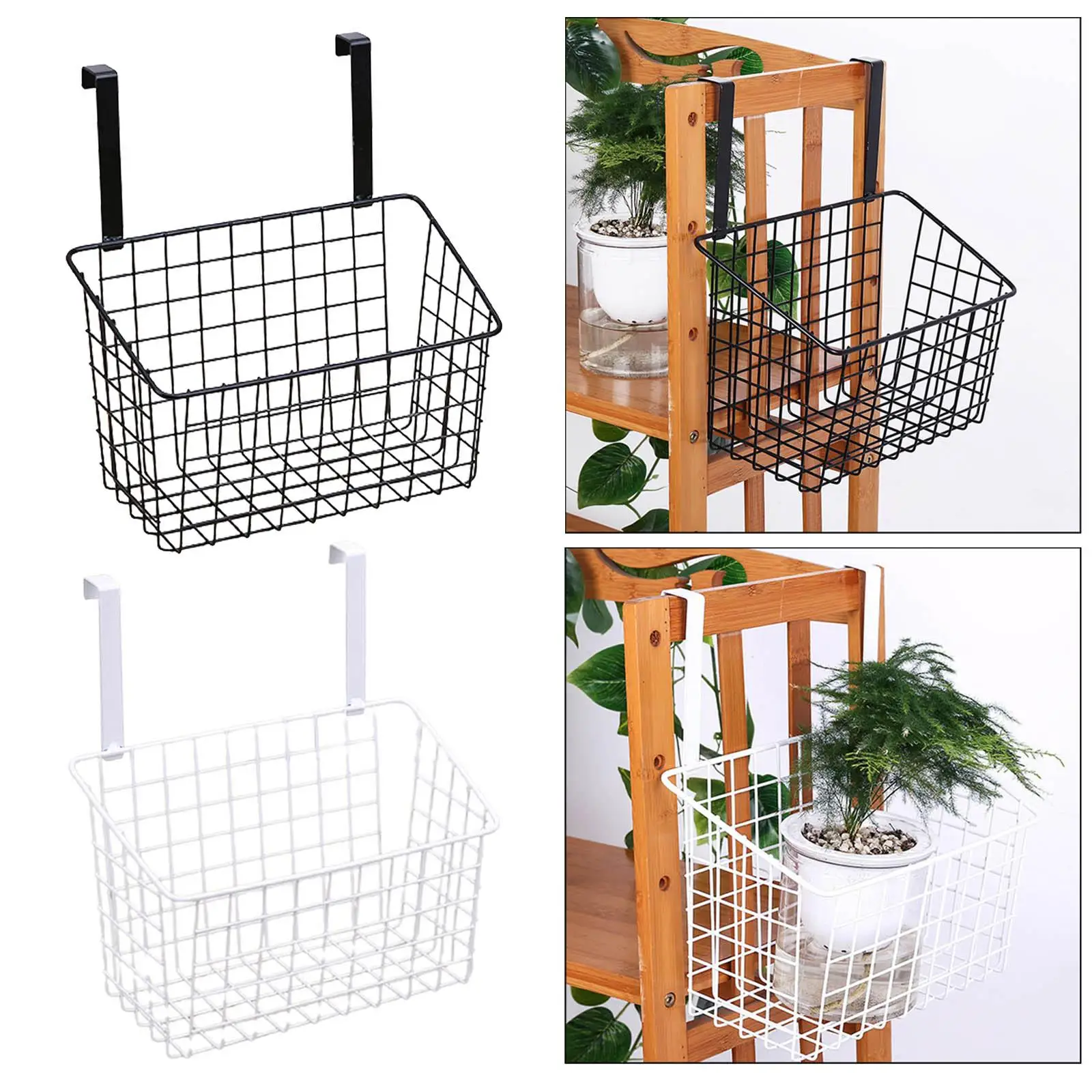 Hanging Iron Storage Basket Kitchen Cabinet Door Back Hanging Basket Seasoning Bottle Storage Rack Bathroom Cabinet Rack