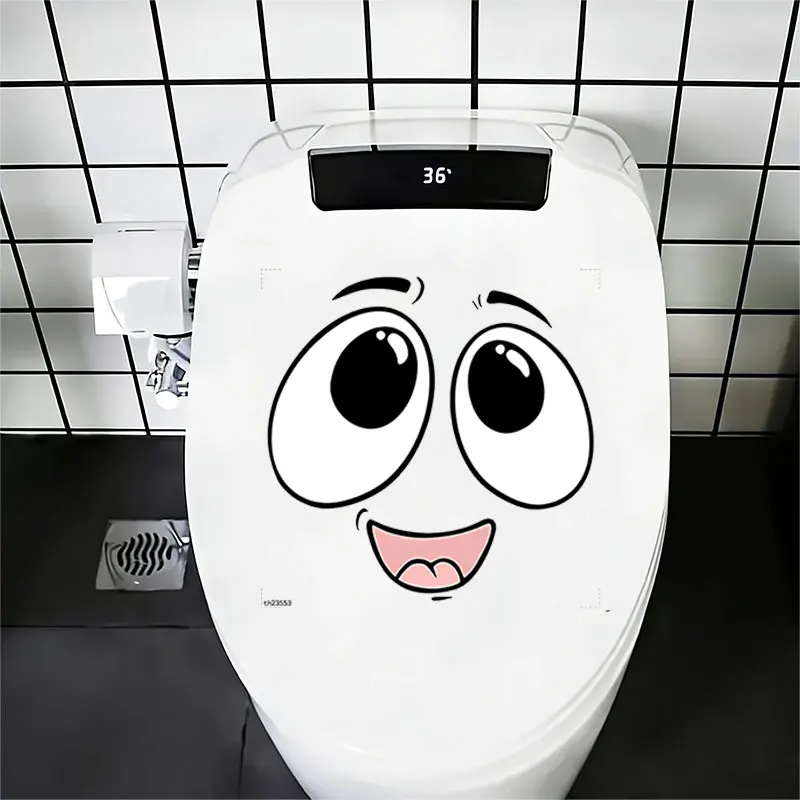 1Pc Quirky and Fun Toilet Wall Sticker, Featuring Big Eyes, Pink Lips, and a Smiling Face Design, Suitable for Toilet Seats, Bathroom Glass, Washbasins, Refrigerators, Furniture, Desks, Cabinets, Doors, Windows, and Wall Decals. Fun and Attractive Stickers That Are Practical and Easy to Use, Creating a Warm and Fun Space. a Creative and Thoughtful Gift for Family, Friends, and Loved Ones