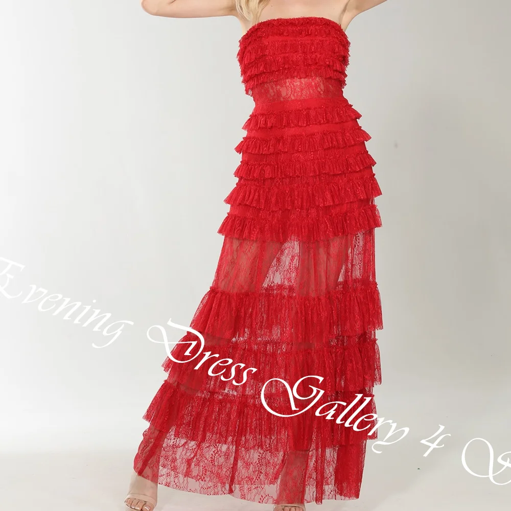 Customized Sexy Tiered Pleat Strapless Ankle Length Vestidos De Fiesta Straight Organza Sleeveless Zipper Back платье вечернее